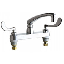 Chicago Faucets 1100-317XKVPCABCP  Universal Widespread Lever Handles Kitchen Faucet 8" centers Polished Chrome - Chicago Faucets