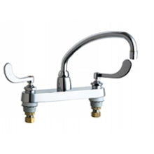 Chicago Faucets 1100-L9-317XKABCP  Universal Centerset Deck Mounted Kitchen Faucet with Lever Handles Polished Chrome - Chicago Faucets
