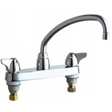 Chicago Faucets 1100-L9VPAXKABCP  Universal Centerset Deck Mounted Kitchen Faucet with Lever Handles Polished Chrome - Chicago Faucets