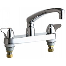 Chicago Faucets 1100-XKABCP Universal Centerset Deck Mounted Kitchen Faucet with Lever Handles Polished Chrome - Chicago Faucets