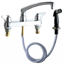 Chicago Faucets 1102-ABCP Universal Centerset Deck Mounted Faucet with Side Spray Polished Chrome - Chicago Faucets