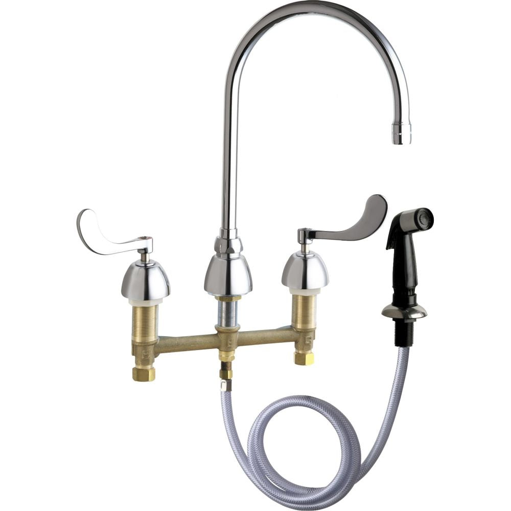 Chicago Faucets 200-GN8AE3-317XKABCP Concealed Hot and Cold Water Sink Faucet with Side Spray Chicago Faucets