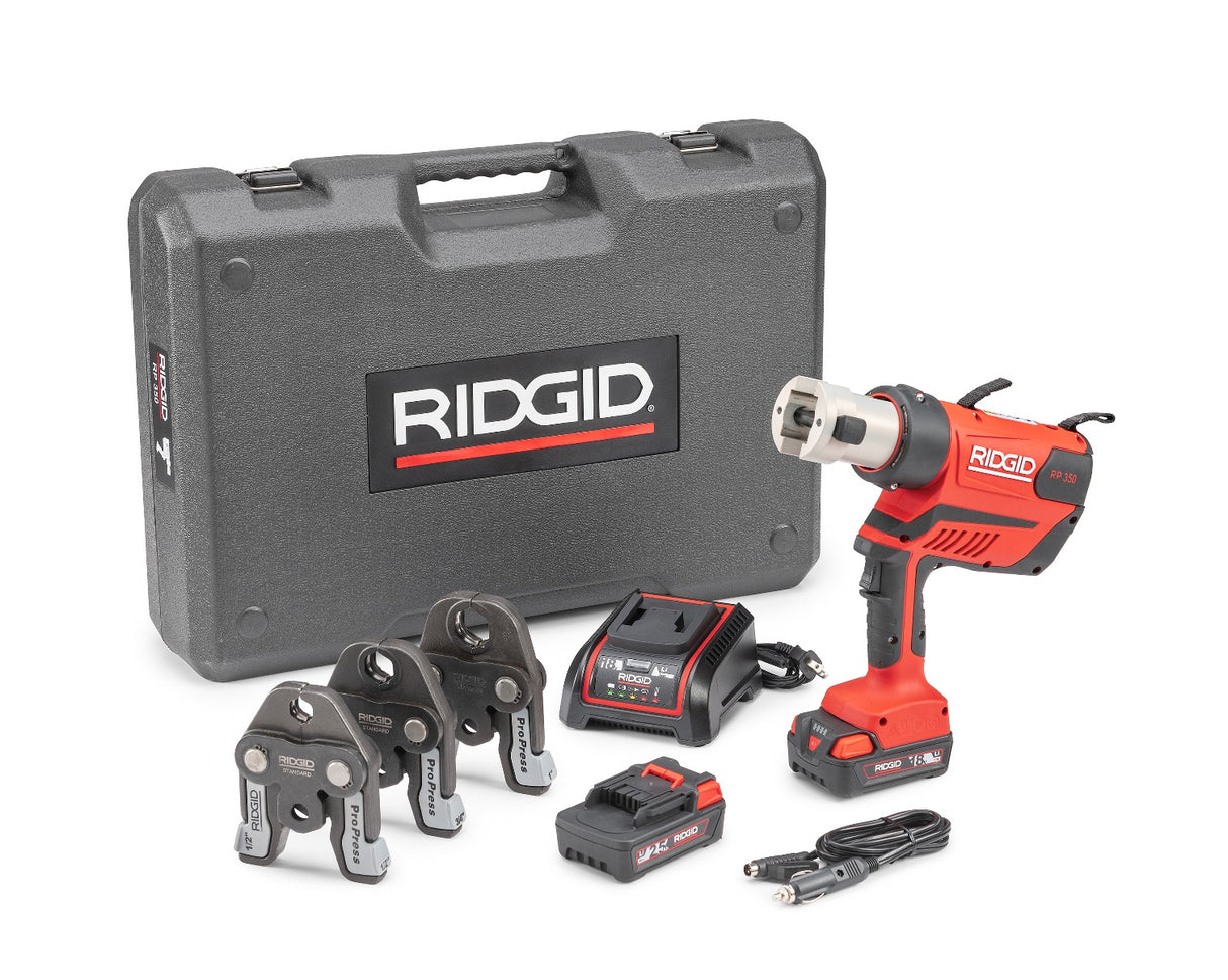 RIDGID 67058 RP-350 Battery Press Tool Kit with ProPress Jaws (1/2"-1") RIDGID