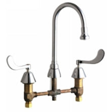 Chicago Faucets 786-ABCP Universal Gooseneck Widespread Facuet with Lever Handles Polished Chrome - Chicago Faucets