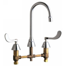 Chicago Faucets 786-E29XKABCP Universal Gooseneck Widespread Facuet with Lever Handles Polished Chrome - Chicago Faucets