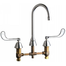 Chicago Faucets 786-E3-319ABCP Universal Gooseneck Widespread Kitchen Facuet with Lever Handles Polished Chrome - Chicago Faucets