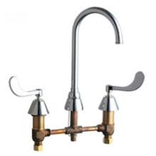 Chicago Faucets 786-GN2AFCABCP Universal Gooseneck Widespread Facuet with Lever Handles Polished Chrome - Chicago Faucets
