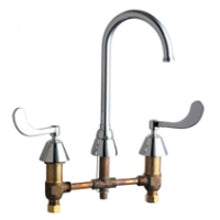 Chicago Faucets 786-GN2FCXKABCP Universal Gooseneck Widespread Facuet with Lever Handles Polished Chrome - Chicago Faucets