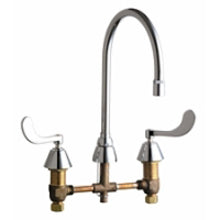 Chicago Faucets 786-GN8AE29ABCP Universal Gooseneck Widespread Facuet with Lever Handles Polished Chrome - Chicago Faucets