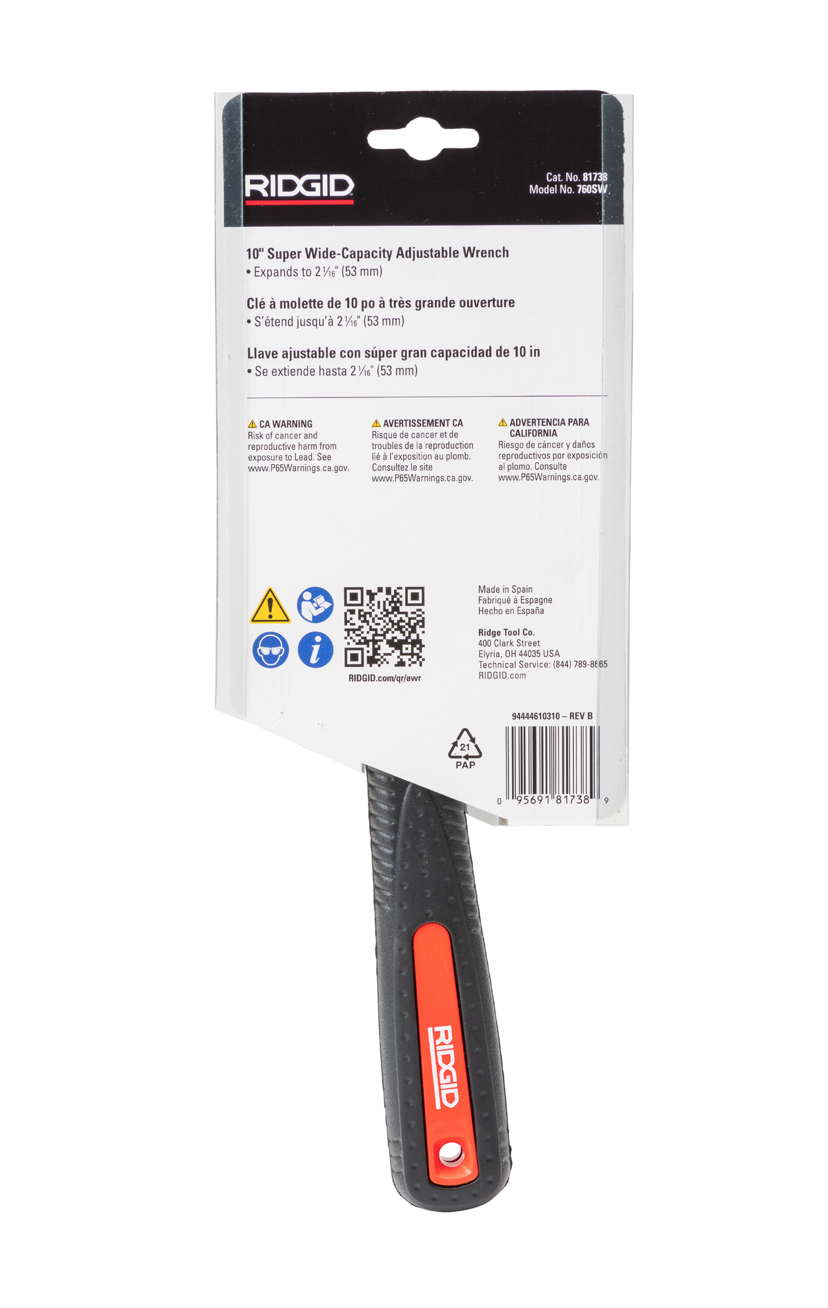 RIDGID 81738 10" Super Wide Capacity Adjustable Wrench