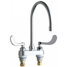 Chicago Faucets 895-317GN8AE3ABCP Universal Deck Mounted Metering Faucet with Lever Handles Coated Polished Brass - Chicago Faucets