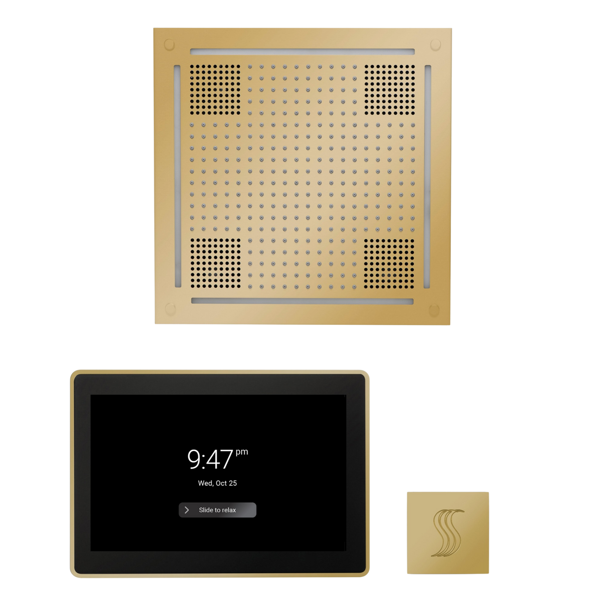 ThermaSol WHSTP15S Wellness Steam Package - HydroVive 18 Rainhead + ThermaTouch2 15" Control + SteamVection Square Steam Head ThermaSol