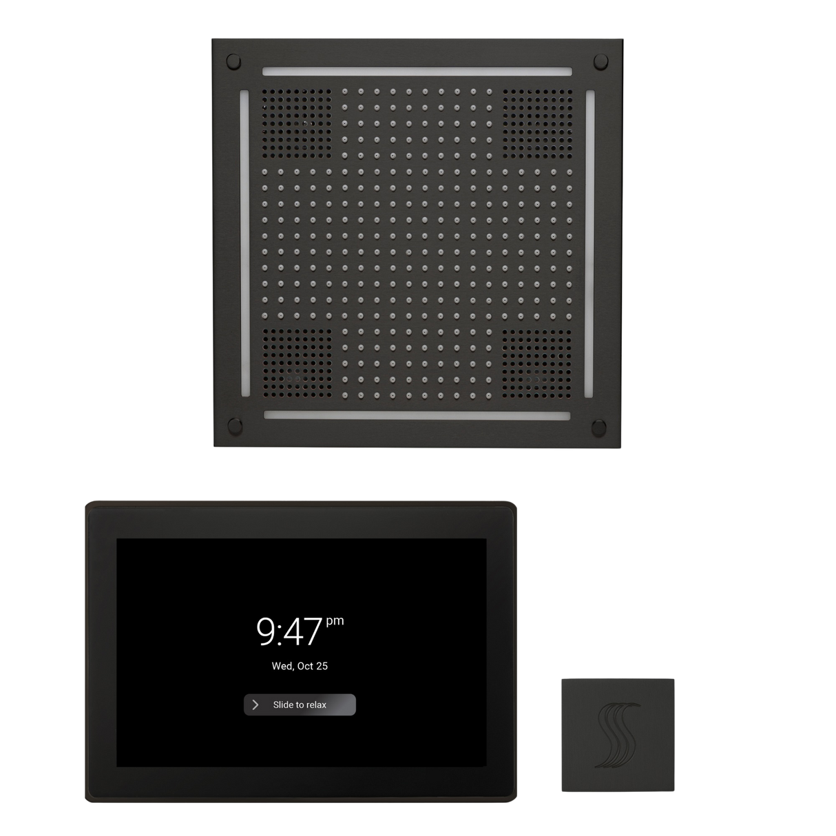 ThermaSol WHSTP15S Wellness Steam Package - HydroVive 18 Rainhead + ThermaTouch2 15" Control + SteamVection Square Steam Head ThermaSol