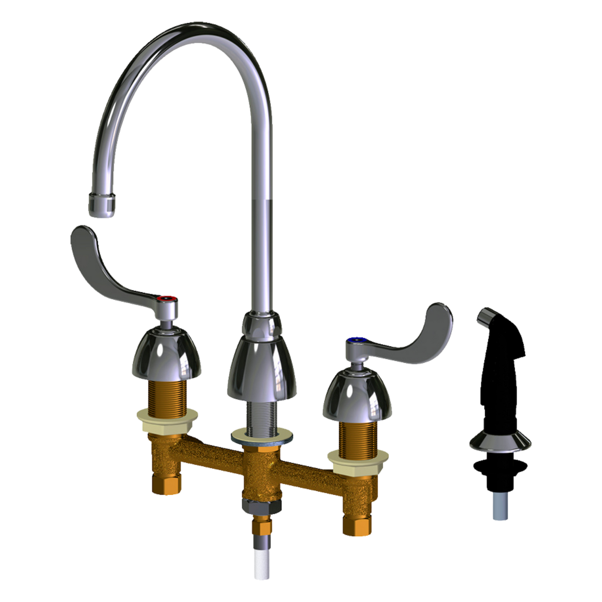 Chicago Faucets 200-GN8AE3-317XKABCP Concealed Hot and Cold Water Sink Faucet with Side Spray Chicago Faucets