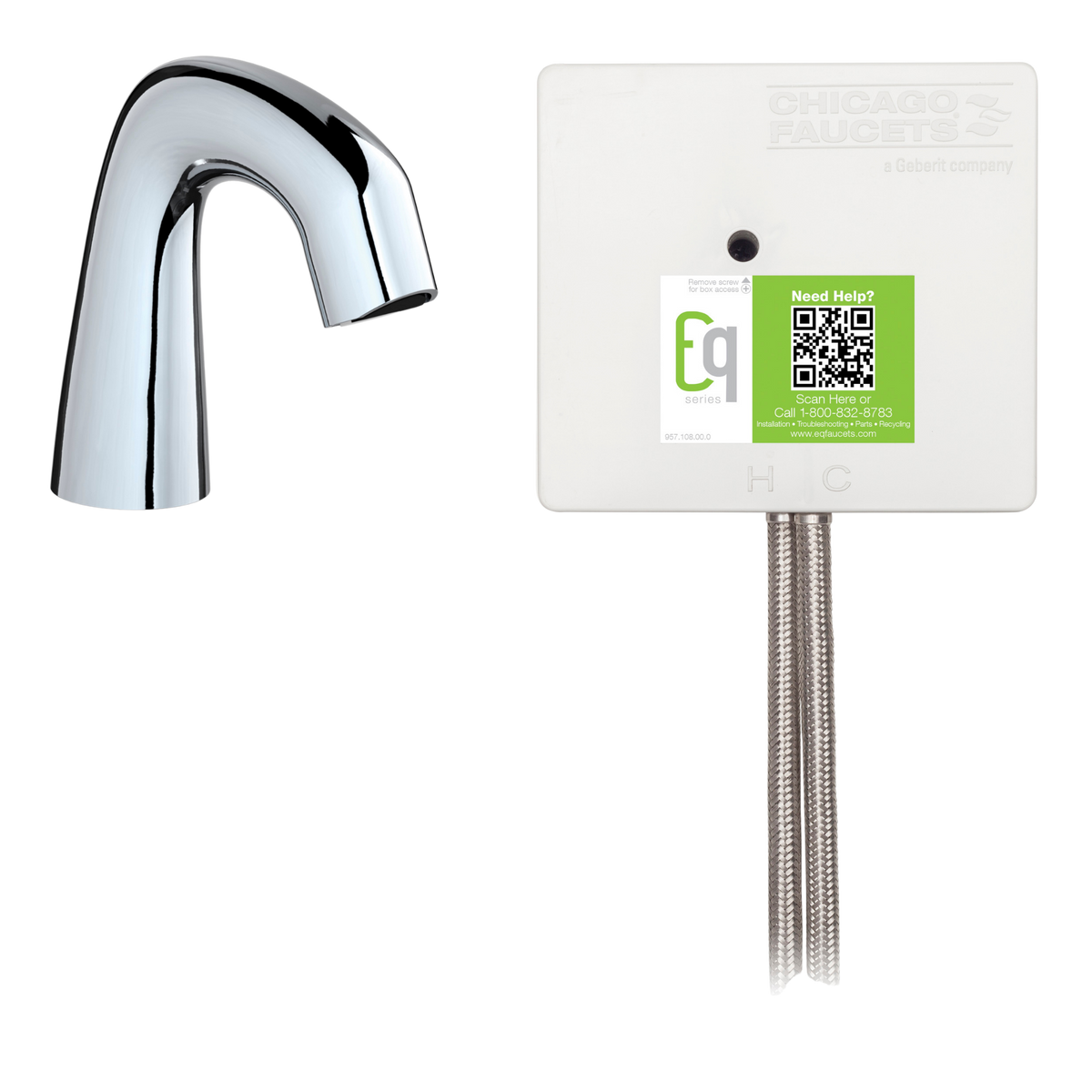 Chicago Faucets EQ-A11A-12ABCP EQ Curved Series Lavatory Sink Faucet with Hands-free Infrared Detection Chicago Faucets