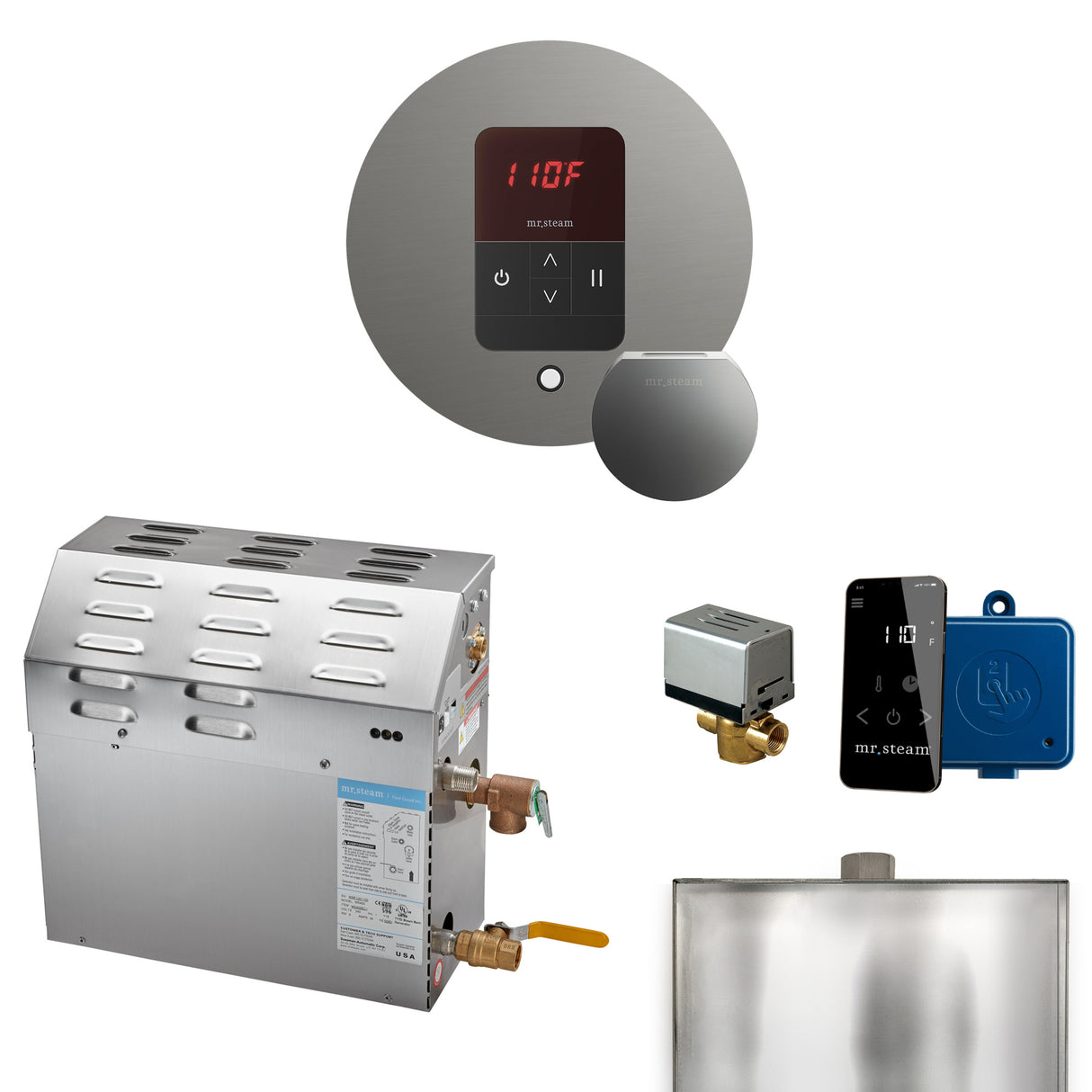 Mr. Steam MSSUPER Steam Shower Generator Package with Round iTempo Control and Accessories Mr. Steam