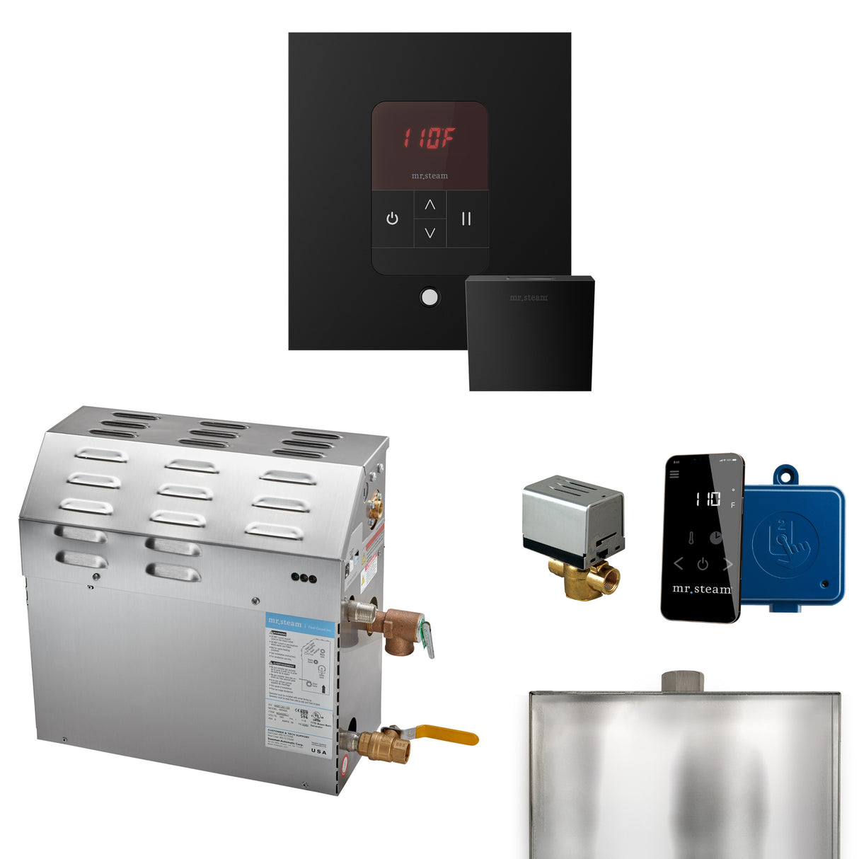 Mr. Steam MS Steam Shower Generator Package with Square iTempo Control and Accessories Mr. Steam