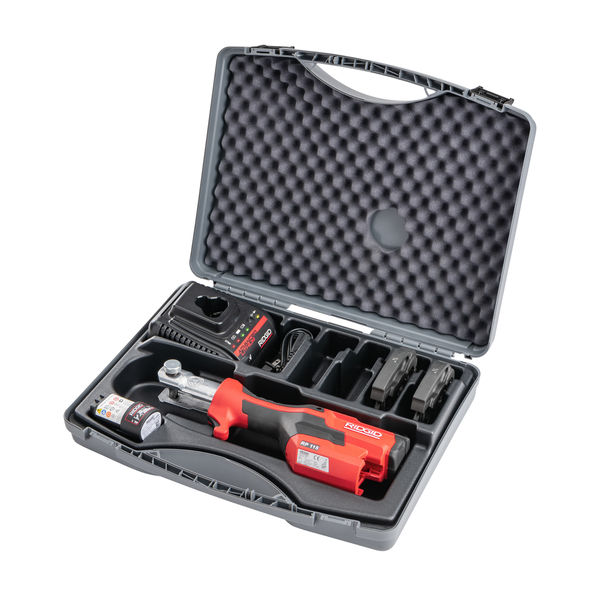 RIDGID 72553 RP 115 Mini Press Tool with Battery Kit & ProPress Jaws (1/2”–3/4") RIDGID