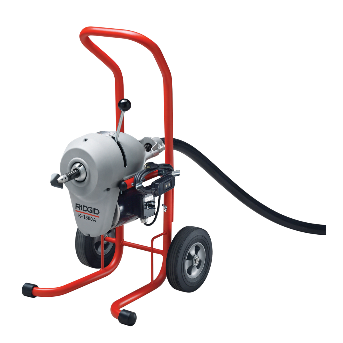 RIDGID 23712 K-1500A Machine with A-1 Mitt, A-12 Pin Key, and Rear Guide Hose, Plus: Seven Sections 1 1/4" (32 mm) (C-11) Cable, Total 105 Feet, Two A-8 Cable Carriers, Nine-Piece 1 1/4" Tool Set RIDGID