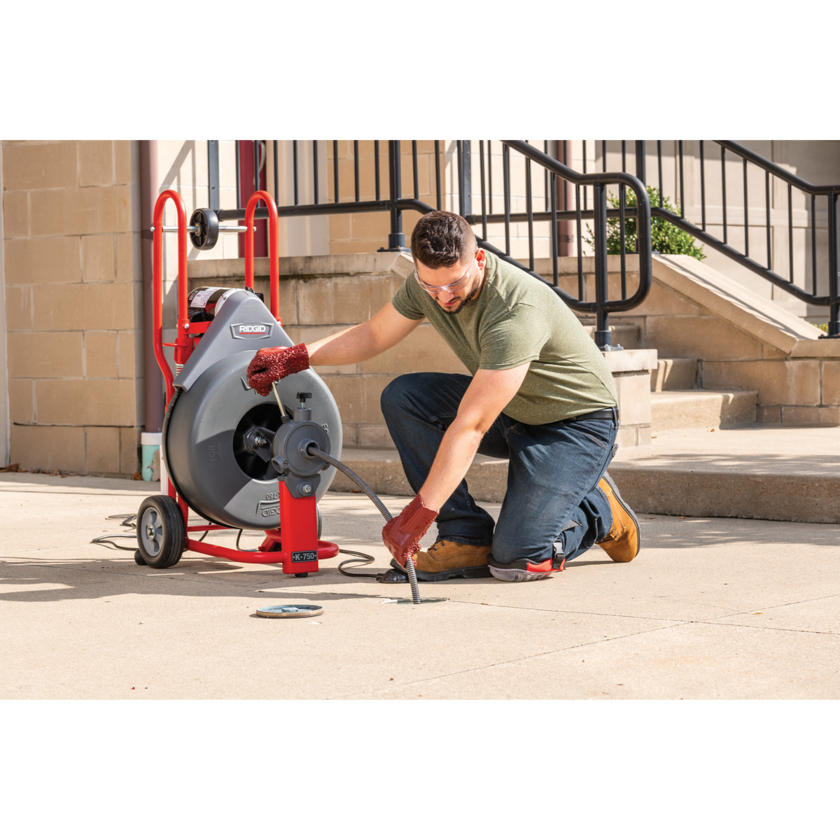 Ridgid 47047 K-750 Drum Machine w/ Autofeed & C-24 5/8"x100 Drain Cable RIDGID