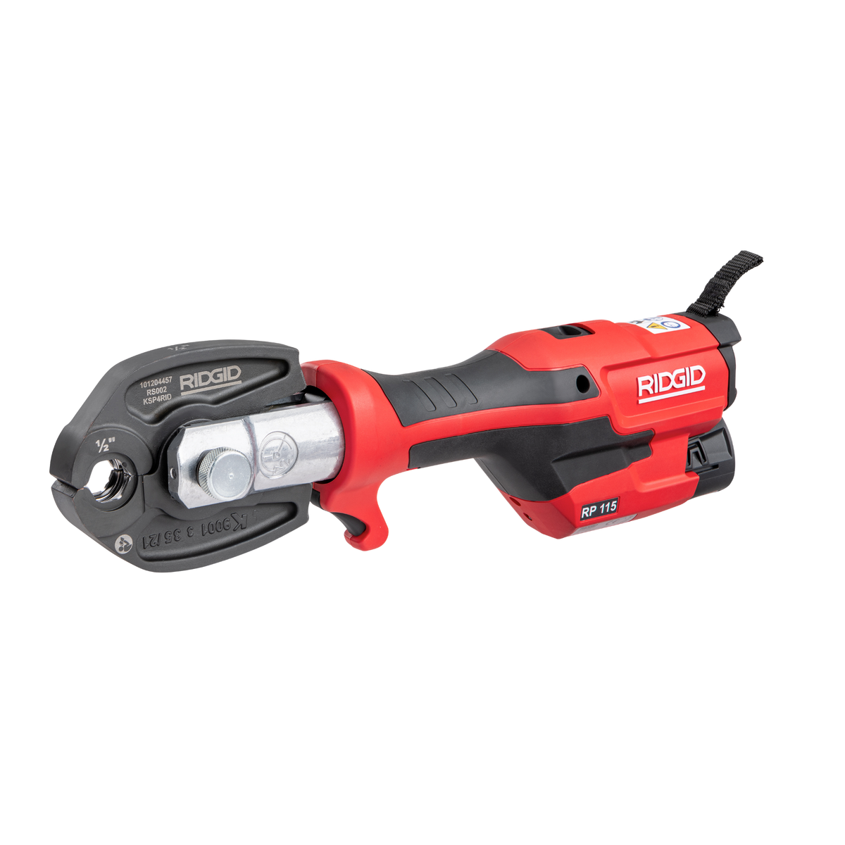 RIDGID 72543 RP 115 Mini Press Tool with Battery Kit & PureFlow Jaws (1/2”–3/4”) RIDGID