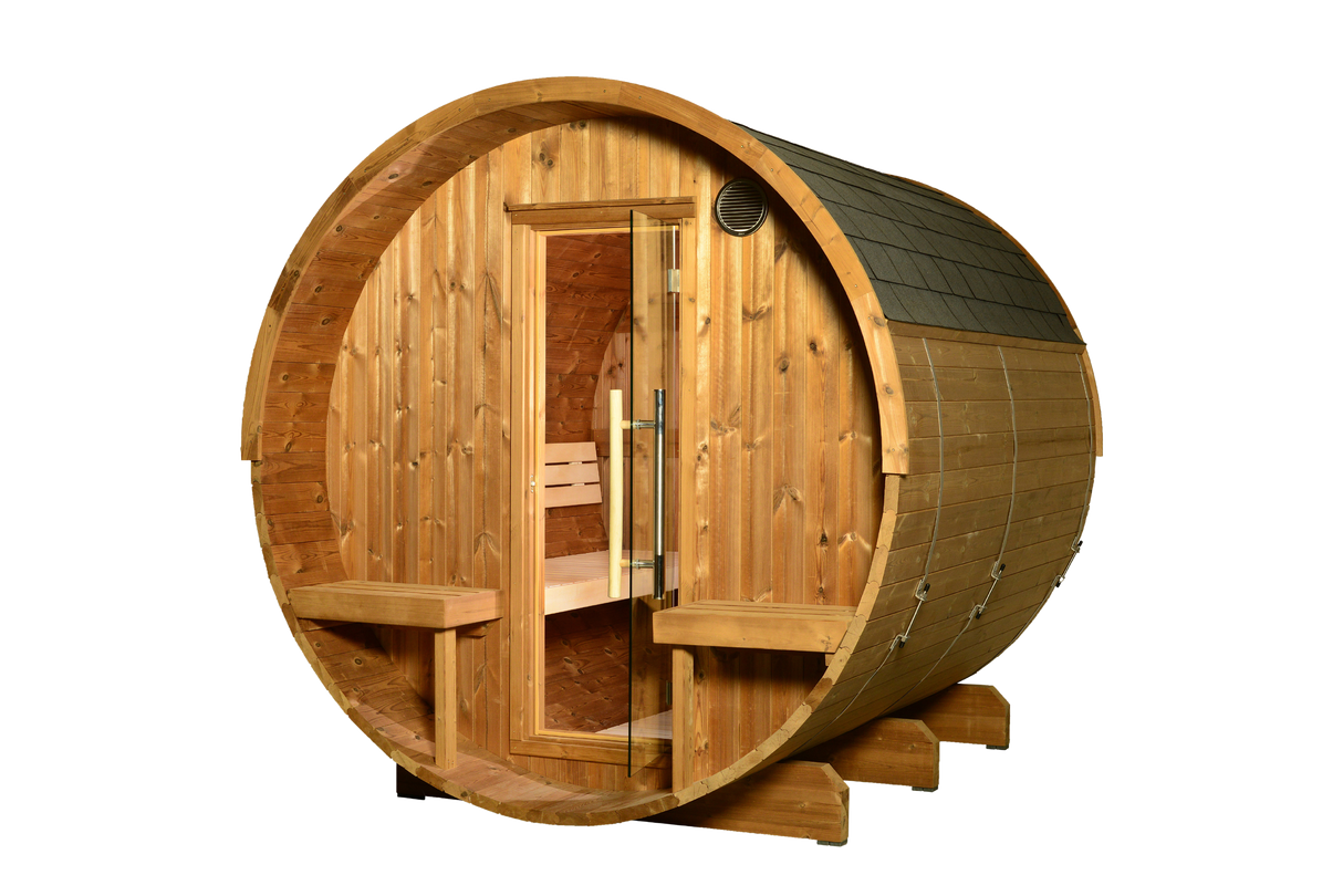 ThermaSol Magnus Outdoor Canopy Barrel Sauna ThermaSol