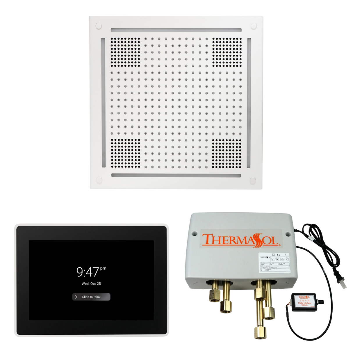 ThermaSol WHSP15S Wellness Shower Package - HydroVive 18 Rainhead + ThermaTouch2 15" Control + Digital Shower Valve PlumbersCrib.com