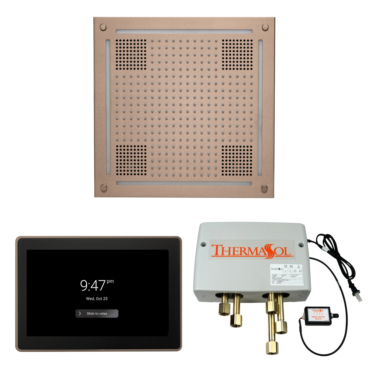 ThermaSol WHSP15S Wellness Shower Package - HydroVive 18 Rainhead + ThermaTouch2 15" Control + Digital Shower Valve PlumbersCrib.com
