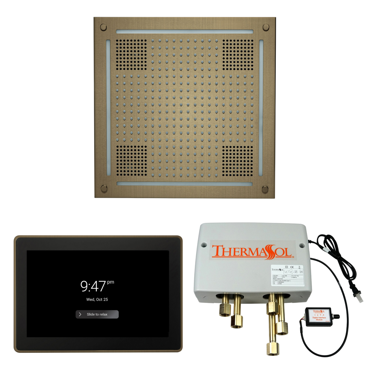 ThermaSol WHSP15S Wellness Shower Package - HydroVive 18 Rainhead + ThermaTouch2 15" Control + Digital Shower Valve PlumbersCrib.com