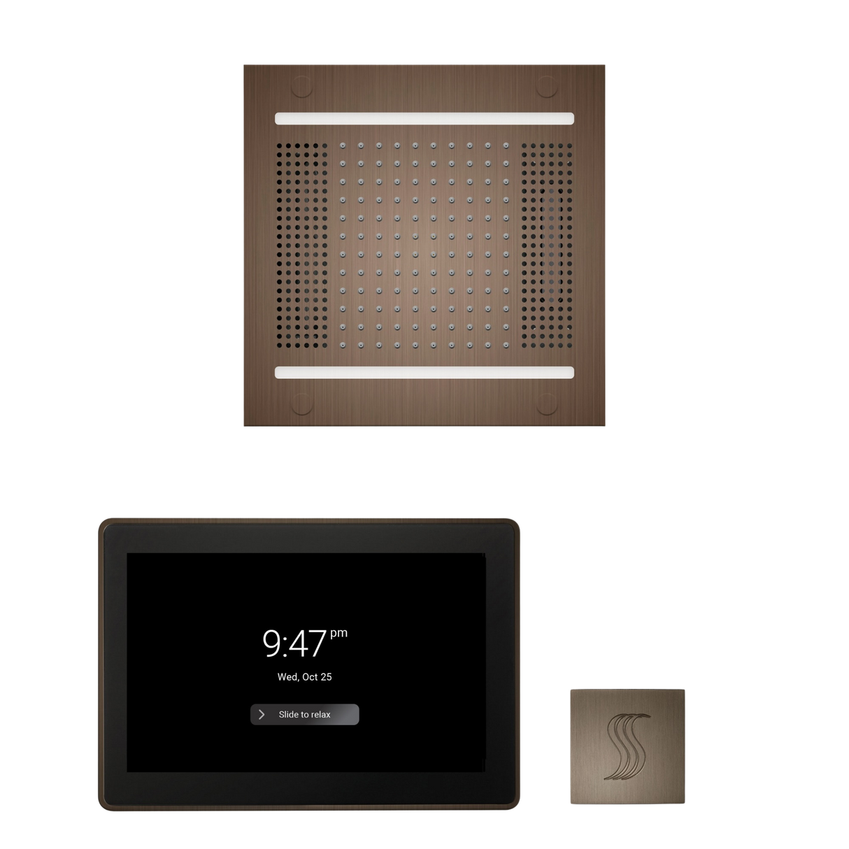 ThermaSol WH14STP15S Wellness Steam Package - HydroVive 14 Rainhead + ThermaTouch2 15" Control + SteamVection Square Steam Head ThermaSol