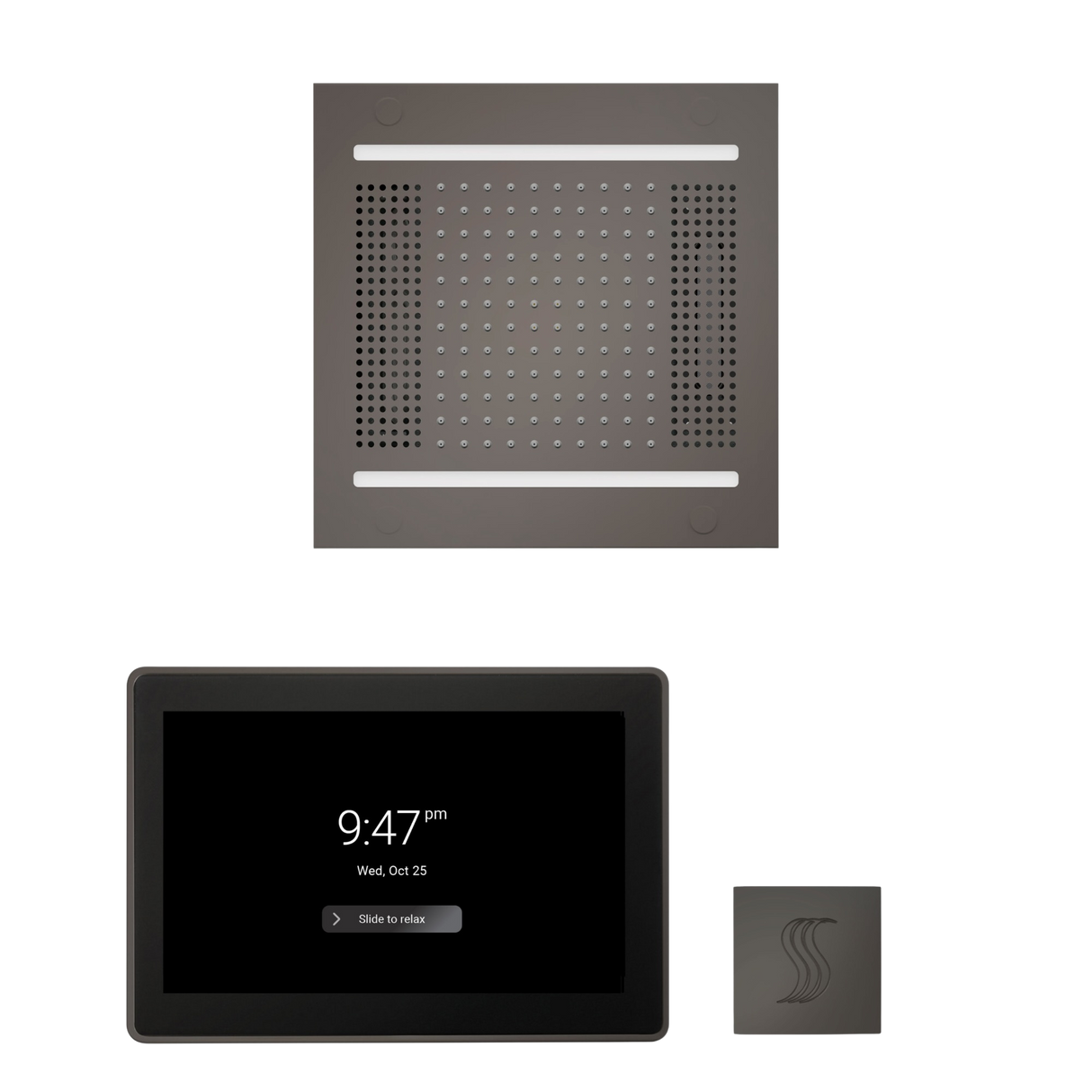 ThermaSol WH14STP15S Wellness Steam Package - HydroVive 14 Rainhead + ThermaTouch2 15" Control + SteamVection Square Steam Head ThermaSol
