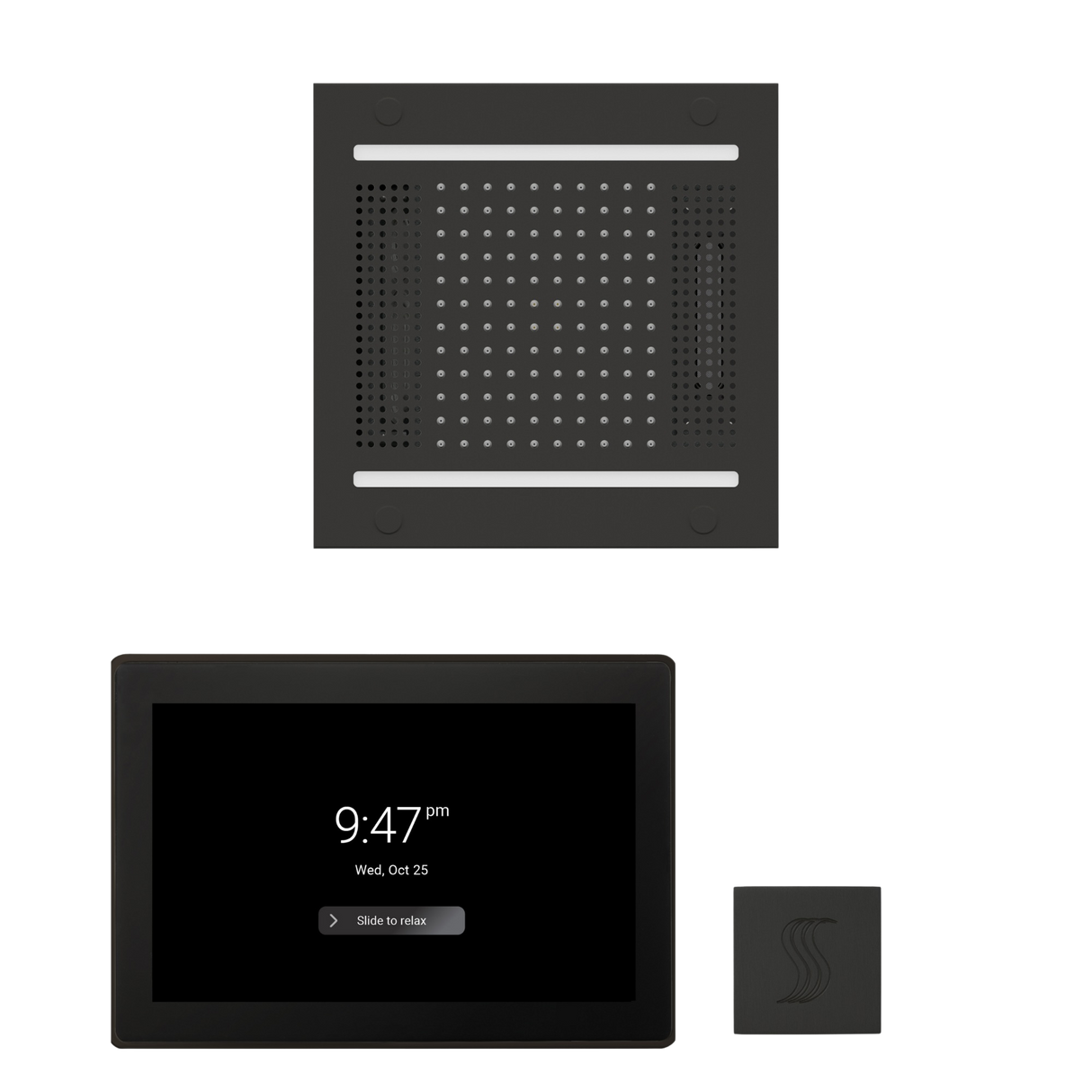 ThermaSol WH14STP15S Wellness Steam Package - HydroVive 14 Rainhead + ThermaTouch2 15" Control + SteamVection Square Steam Head ThermaSol