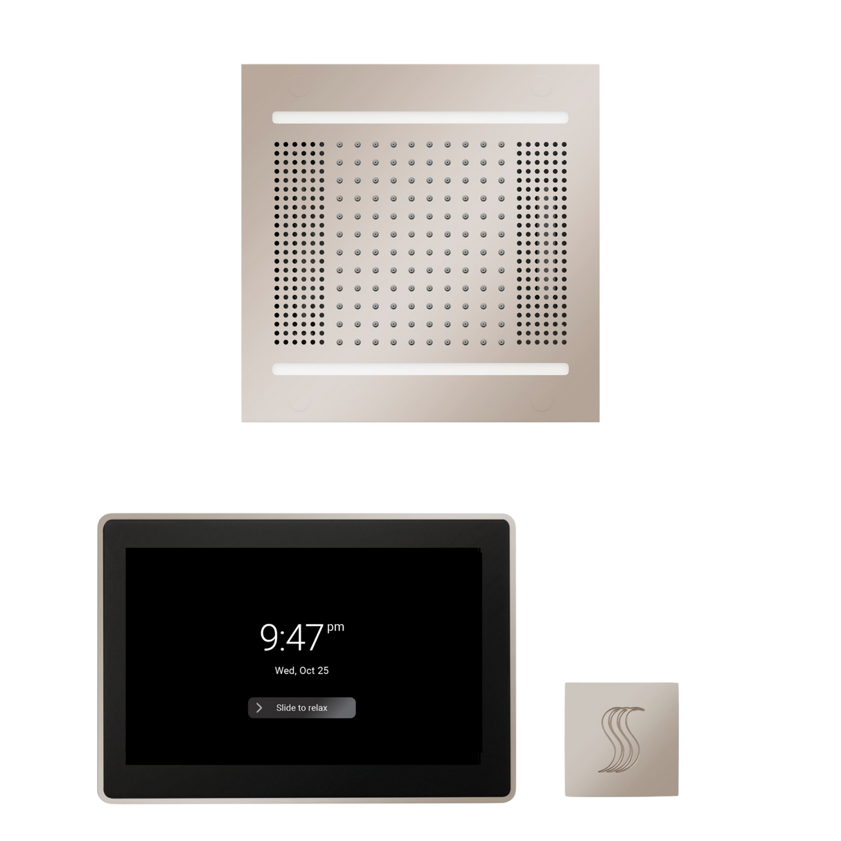 ThermaSol WH14STP15S Wellness Steam Package - HydroVive 14 Rainhead + ThermaTouch2 15" Control + SteamVection Square Steam Head ThermaSol