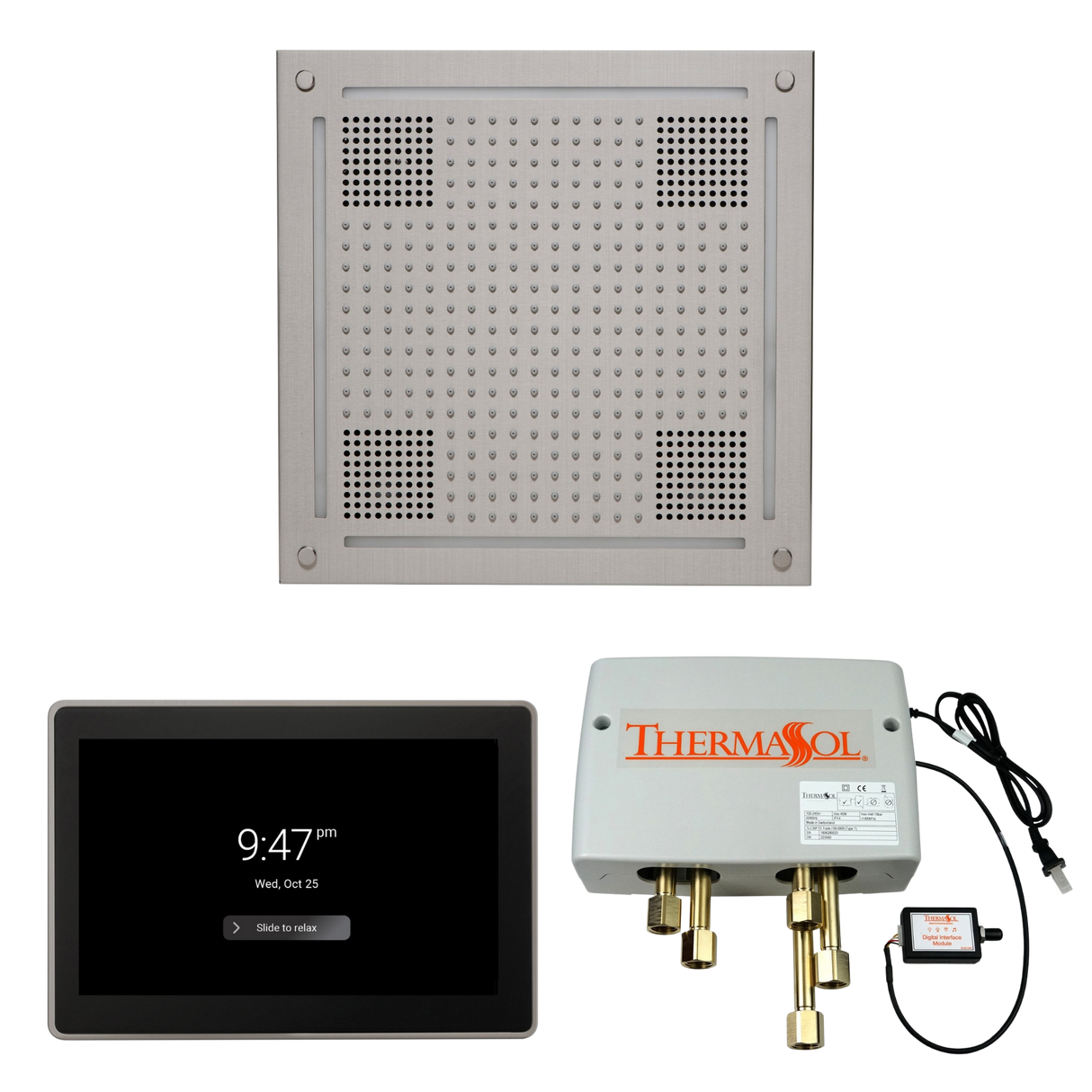 ThermaSol WHSP15S Wellness Shower Package - HydroVive 18 Rainhead + ThermaTouch2 15" Control + Digital Shower Valve PlumbersCrib.com
