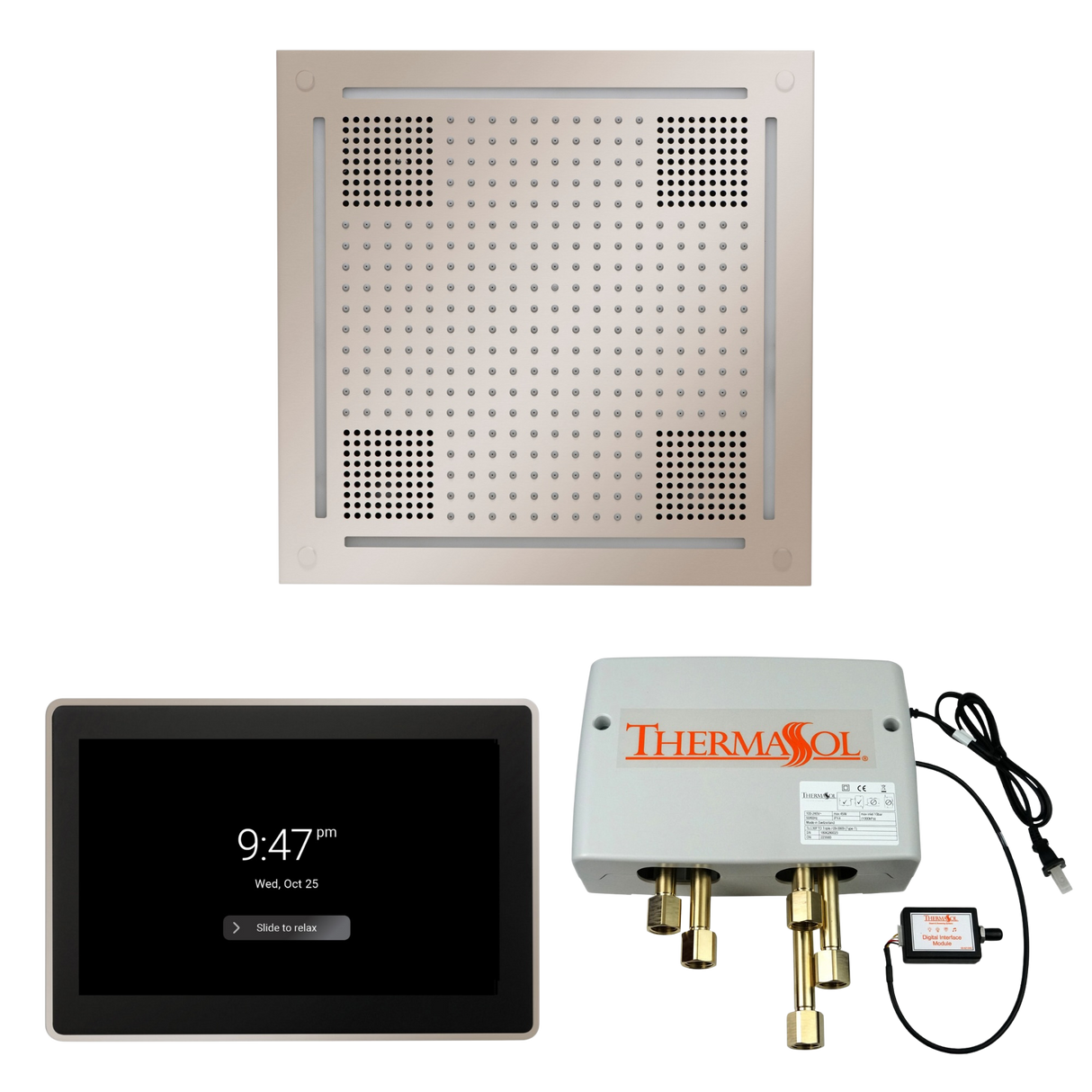 ThermaSol WHSP15S Wellness Shower Package - HydroVive 18 Rainhead + ThermaTouch2 15" Control + Digital Shower Valve PlumbersCrib.com