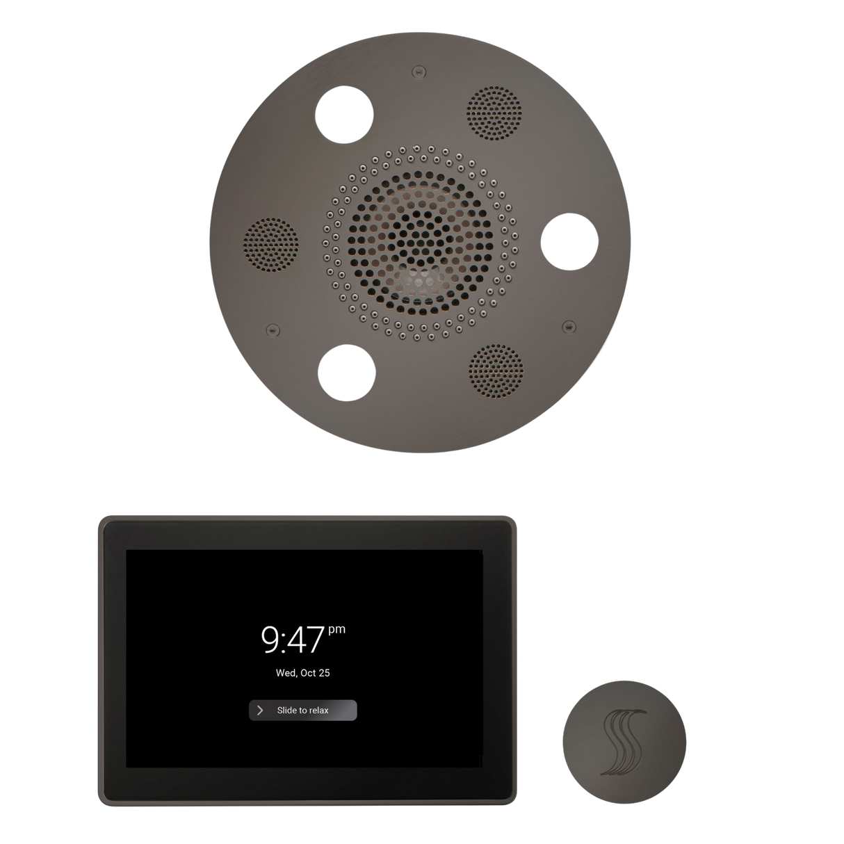 ThermaSol WSTP15R Wellness Steam Package - Serenity Advanced Round Rainhead + ThermaTouch2 15" Control + SteamVection Round Steam Head ThermaSol