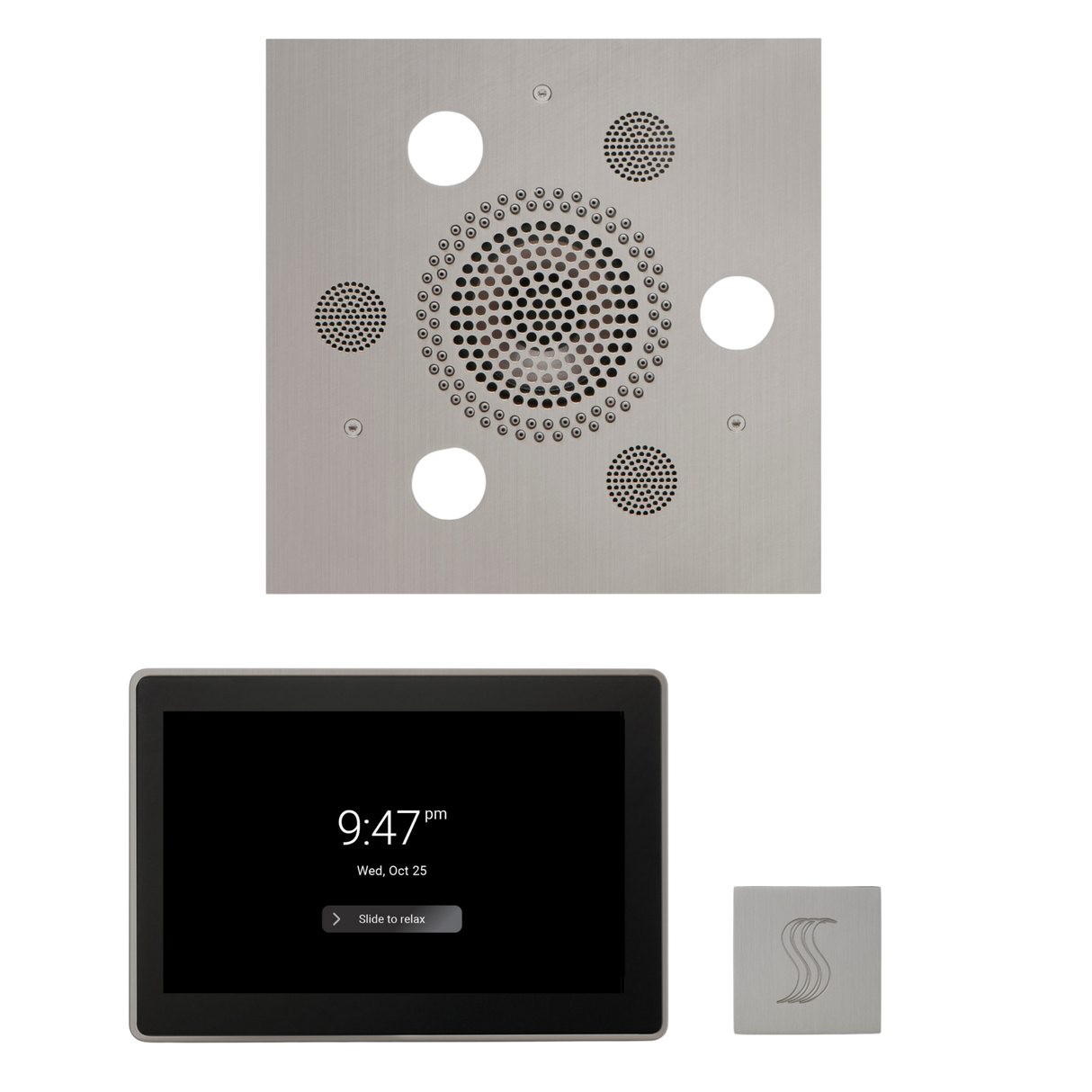 ThermaSol WSTP15S Wellness Steam Package - Serenity Advanced Square Rainhead + ThermaTouch2 15" Control + SteamVection Square Steam Head ThermaSol