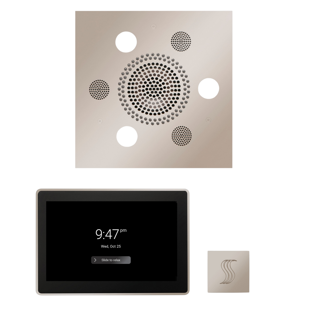 ThermaSol WSTP15S Wellness Steam Package - Serenity Advanced Square Rainhead + ThermaTouch2 15" Control + SteamVection Square Steam Head ThermaSol