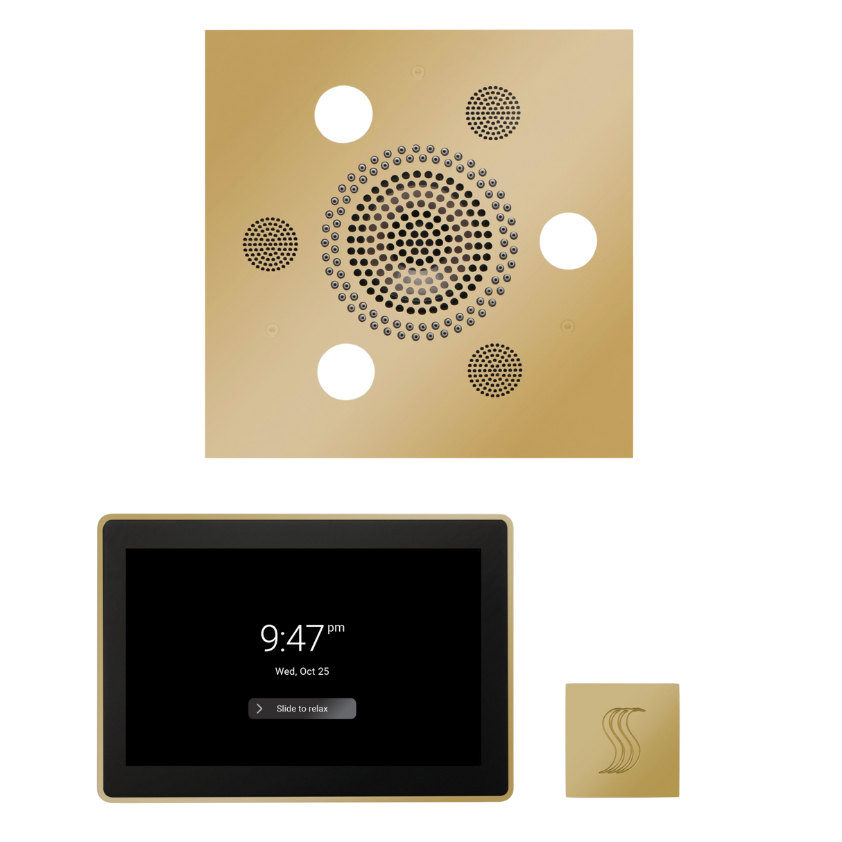 ThermaSol WSTP15S Wellness Steam Package - Serenity Advanced Square Rainhead + ThermaTouch2 15" Control + SteamVection Square Steam Head ThermaSol