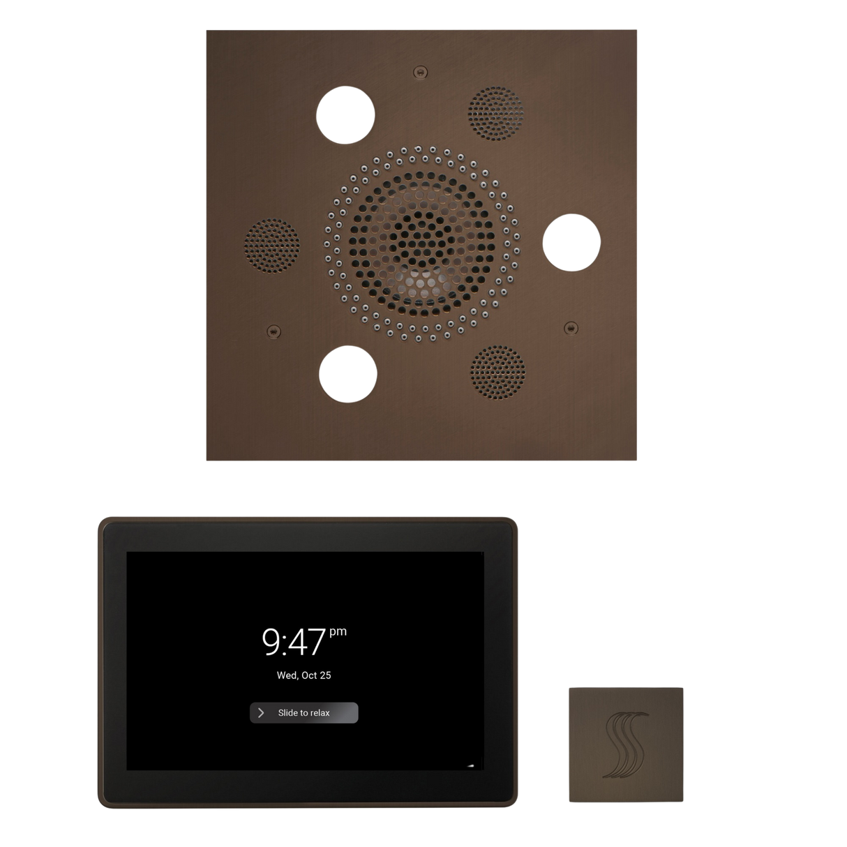 ThermaSol WSTP15S Wellness Steam Package - Serenity Advanced Square Rainhead + ThermaTouch2 15" Control + SteamVection Square Steam Head ThermaSol