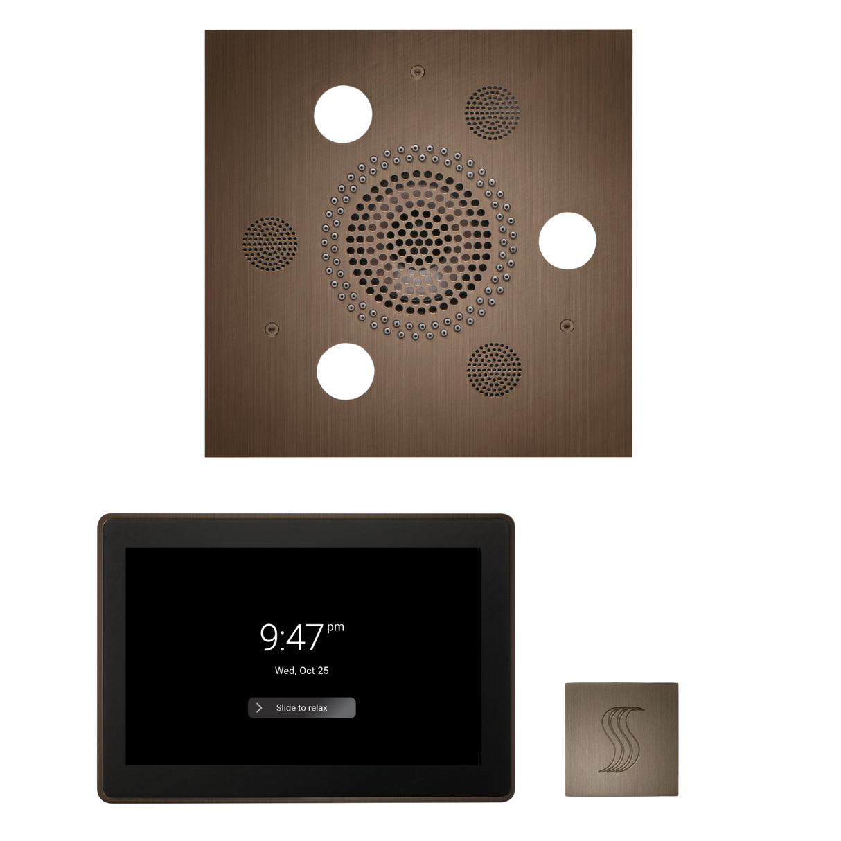 ThermaSol WSTP15S Wellness Steam Package - Serenity Advanced Square Rainhead + ThermaTouch2 15" Control + SteamVection Square Steam Head ThermaSol