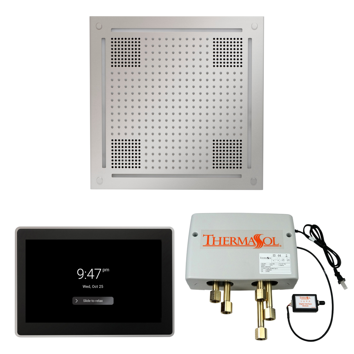 ThermaSol WHSP15S Wellness Shower Package - HydroVive 18 Rainhead + ThermaTouch2 15" Control + Digital Shower Valve PlumbersCrib.com