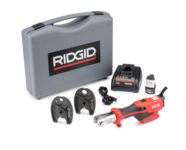 RIDGID 72543 RP 115 Mini Press Tool with Battery Kit & PureFlow Jaws (1/2”–3/4”) RIDGID