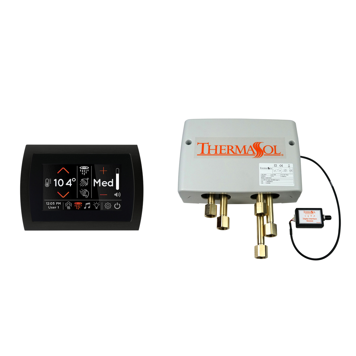 ThermaSol DSP-SIG-BK Digital Shower Package - SignaTouch Recessed Black Trim Control + Digital Shower Valve ThermaSol