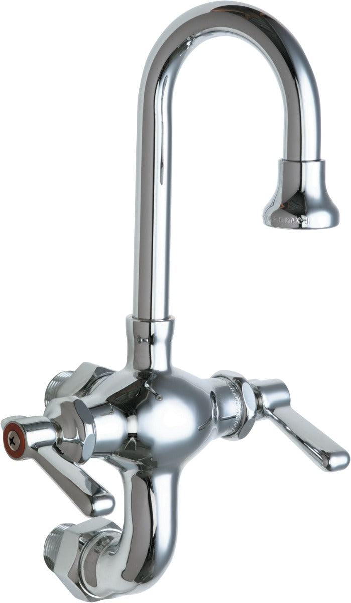 Chicago Faucets 225-ABCP Wall-Mounted Manual Faucet with 3" Vertical Centers Chicago Faucets