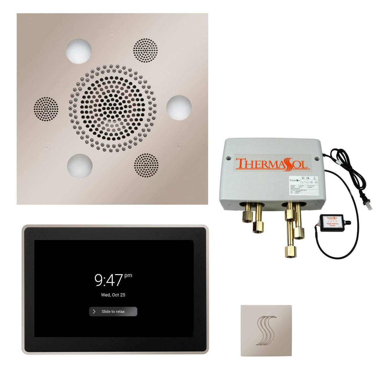 ThermaSol TWP15US Total Wellness Package - Serenity Advanced Square Rainhead + ThermaTouch2 15" Control + Digital Shower Valve + SteamVection Square Steam Head PlumbersCrib.com