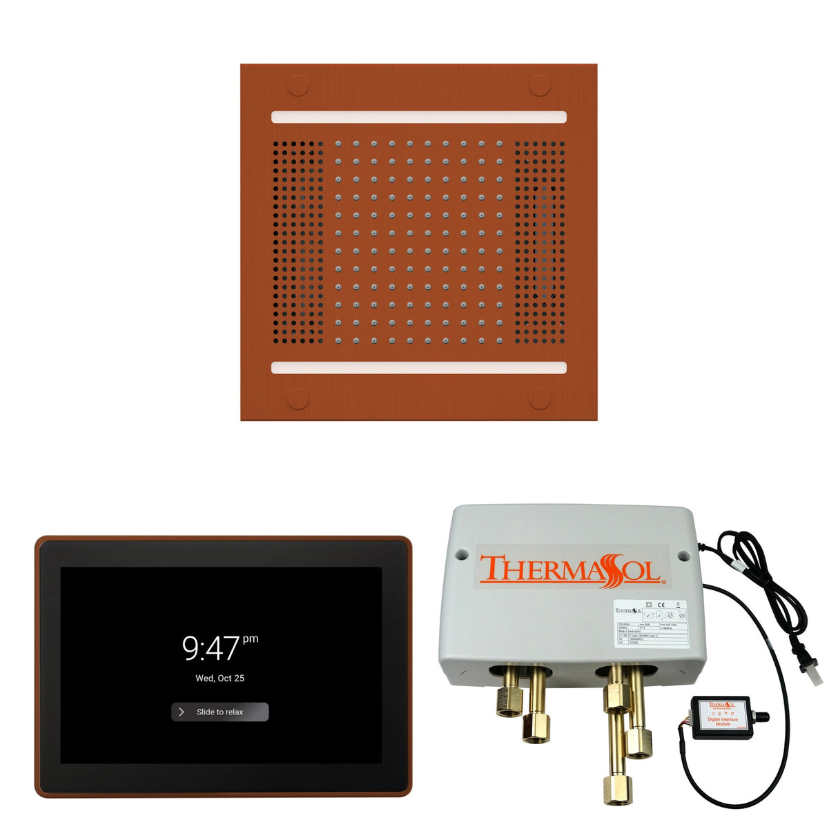 ThermaSol WH14SP15S Wellness Shower Package - HydroVive 14 Rainhead + ThermaTouch2 15" Control + Digital Shower Valve ThermaSol