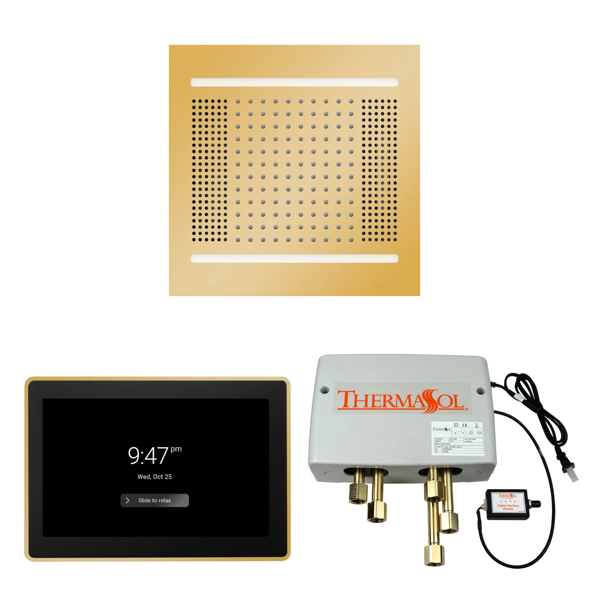 ThermaSol WH14SP15S Wellness Shower Package - HydroVive 14 Rainhead + ThermaTouch2 15" Control + Digital Shower Valve ThermaSol