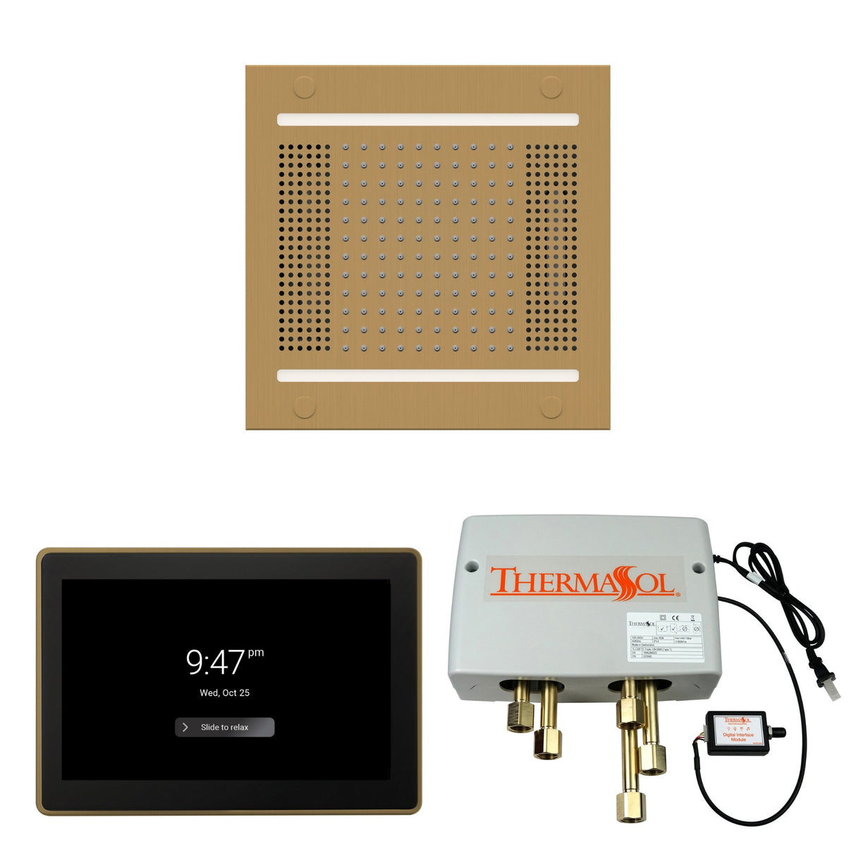 ThermaSol WH14SP15S Wellness Shower Package - HydroVive 14 Rainhead + ThermaTouch2 15" Control + Digital Shower Valve ThermaSol