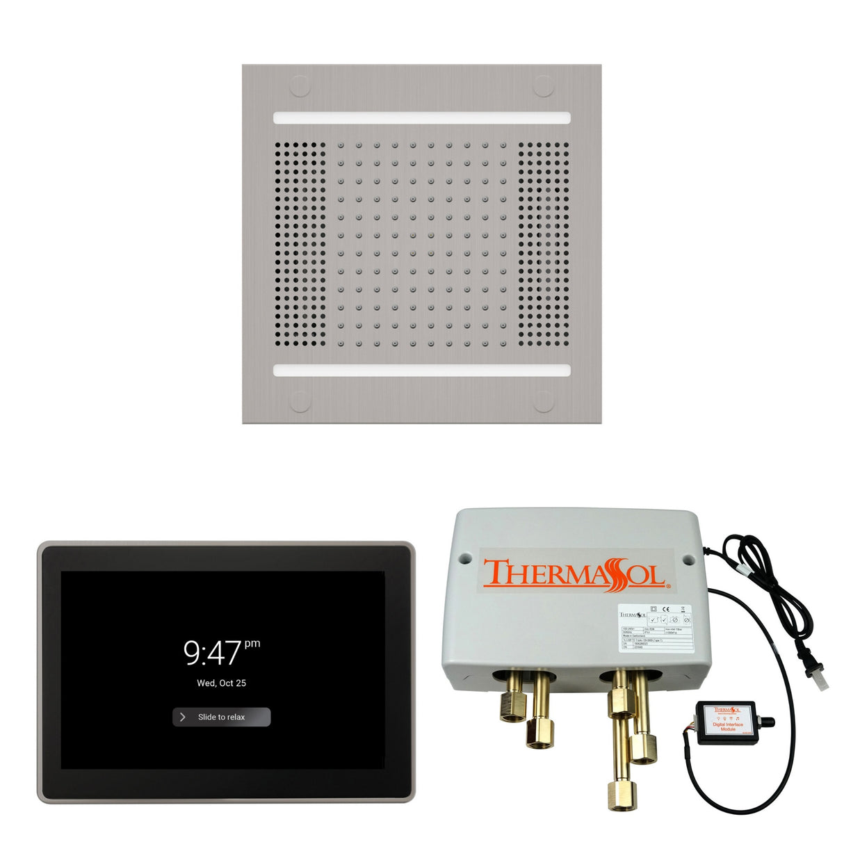 ThermaSol WH14SP15S Wellness Shower Package - HydroVive 14 Rainhead + ThermaTouch2 15" Control + Digital Shower Valve ThermaSol